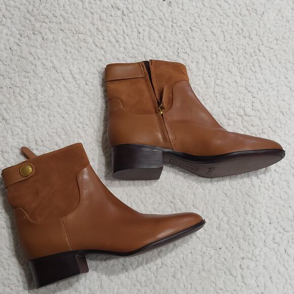 NEW Franco Sarto Jessica Bootie Leather Brown Boots womens size 8 - Picture 2 of 7